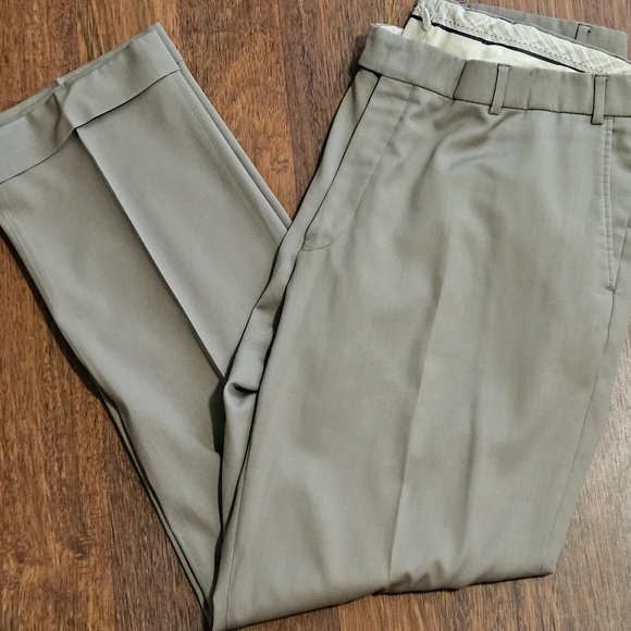 BALLIN CLASSIC mens super 120 wool cuffed dress pants SIZE 42x32 COLOR KHAKI CP2 - Picture 1 of 16